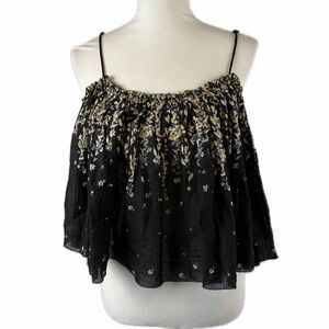 Free People Intimately Instant Crush Cropped Trapeze Cami Top Sz M Boho Festival